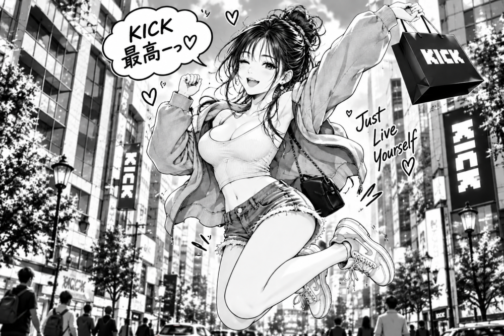 街角ではじけるジャンプガール